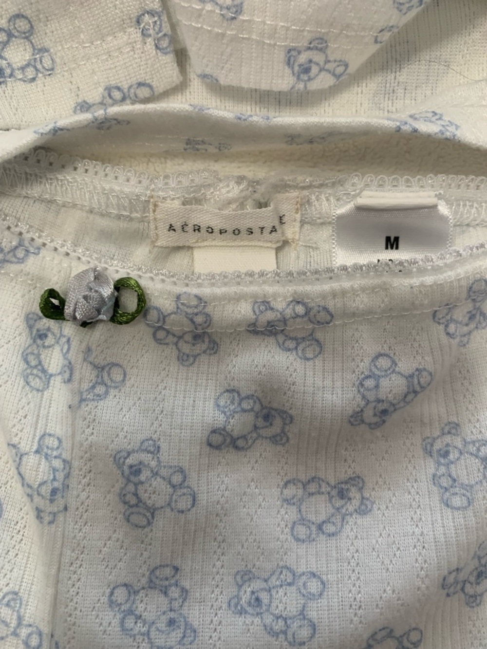 Aeropostale Long-Sleeve Pajama Set with Blue Teddy Bears - Picture 3 of 4